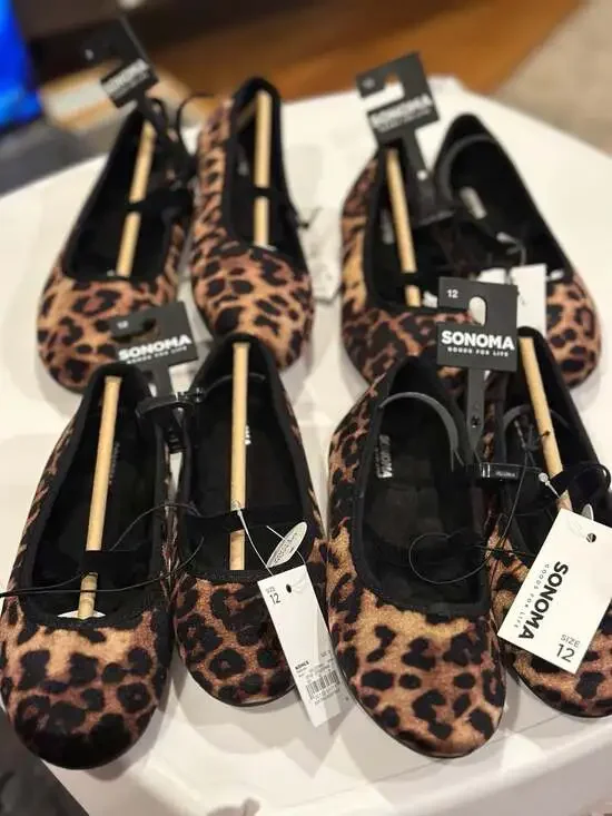 Sonoma Goods For Life Girls Izzie Leopard Ballet Flat Shoes with Memory Foam - Picture 1 of 6